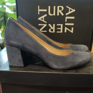 Naturalizer Blue Suede Block Heel Pumps